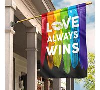 Bandiera Da Cortile Deluxe Bandiera Da Giardino Bandiere All'Aperto Decorazione Per Interni Giardino Patio L'Amore Vince Sempre, Acquerello Lgbt Pride Month, Arcobaleno, Coppia Intersessuale S