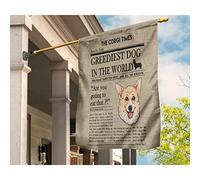 Bandiera Da Cortile Deluxe Bandiera Da Giardino Vintage Bandiere All'Aperto Decorazione Per Patio Giardino Camera Da Letto Corgi Newspaper, Il Cane Più Goloso Del Mondo, Stampa Su Lino S