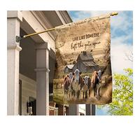 Bandiera Da Cortile Deluxe Bandiera Da Giardino Vintage Bandiere All'Aperto Immagini Di Mucche In Campagna: Vivi Come Se Qualcuno Avesse Lasciato Il Cancello Aperto S