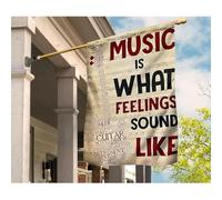 Bandiera Da Cortile Deluxe Bandiera Da Giardino Vintage Bandiere All'Aperto La Musica Per Basso È Ciò Che I Sentimenti Suonano In Spartiti Musicali D'Epoca S