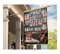 Bandiera Da Cortile Deluxe Bandiere All'Aperto Vintage Bandiera Da Giardino Bassotto Come Animale Domestico Tutto Ciò Che Voglio È Il Mio Cane E Leggere Libri S