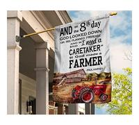 Bandiera Da Cortile Divertente Bandiera Da Giardino Deluxe Bandiere All'Aperto Decorazione Per Esterni Interni Giardino Fattoria Con Trattore E L'Ottavo Giorno Dio Creò Un Contadino M