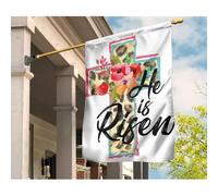 Bandiera Da Cortile Divertente Bandiere All'Aperto Vintage Bandiere Pirati Decorazione Per Cortile Interni Camera Da Letto Lui È Risorto, Fiori, Gesù, Croce, Leopardo, Motivo Pasquale S