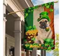 Bandiera Da Cortile Divertente Bandiere Pirati Durevole Bandiera Da Giardino Divertente Bulldog Francese Con Sigaro, Croce Irlandese Per Il Giorno Di San Patrizio M