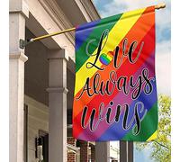 Bandiera Da Cortile Doppio Lato Bandiera Da Giardino Multicolore Bandiere All'Aperto Decorazione Per Giardino Fattoria Patio L'Amore Vince Sempre, Arcobaleno Del Mese Dell'Orgoglio Lgbt M