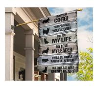 Bandiera Da Cortile Doppio Lato Bandiere Pirati Deluxe Bandiera Da Giardino Decorazione Per Patio Interni Fattoria Io Sono Il Tuo Corgi, La Mia Vita, Il Mio Leader, Stampa In Legno M