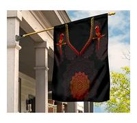 Bandiera Da Cortile Doppio Lato Bandiere Pirati Durevole Bandiera Da Giardino Decorazione Per Patio Camera Da Letto Interni Arte Del Pappagallo Rosso Con Fiore Mandala M