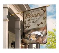 Bandiera Da Cortile Durevole Bandiera Da Giardino Divertente Bandiere Pirati Decorazione Per Patio Interni Esterni Cani Sheltie Sable Merle Assonnati In Questa Famiglia We Are M