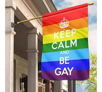 Bandiera Da Cortile Durevole Bandiera Da Giardino Multicolore Bandiere All'Aperto Decorazione Per Interni Cortile Patio Keep Calm And Be Gay Corona Arcobaleno Del Mese Dell'Orgoglio Lgbt S