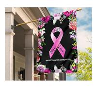 Bandiera Da Cortile Durevole Bandiera Da Giardino Multicolore Bandiere All'Aperto Decorazione Per Interni Camera Da Letto Patio Nastro Rosa Per Il Cancro Al Seno, Fiori, Fede, Speranza, Amore S