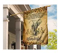 Bandiera Da Cortile Durevole Bandiera Da Giardino Vintage Bandiere Pirati Decorazione Per Fattoria Giardino Patio Elefante D'Epoca Con Girasoli Che Dipinge "Che Mondo Meraviglioso" M