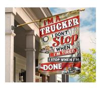 Bandiera Da Cortile Durevole Bandiere All'Aperto Bandiera Da Giardino Camion D'Epoca Sono Un Camionista Non Mi Fermo Quando Sono Stanco Mi Fermo Quando Ho Finito M