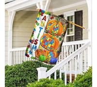 Bandiera Da Cortile Durevole Bandiere Pirati Doppio Lato Bandiera Da Giardino Decorazione Per Esterni Giardino Cortile Zucca Di Halloween, Pezzo Di Puzzle Sull'Autismo S