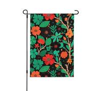 Bandiera da cortile floreale rossa e verde stampata su entrambi i lati per esterni decorazione per la casa 31,8 x 45,7 cm