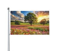 Bandiera Da Cortile Flower Tree Sunset Bandiera Dell'Individualità Poliestere Bandiera Personalizzata Per Giardino, Cortile, La Fattoria All'Aperto, 90X150cm