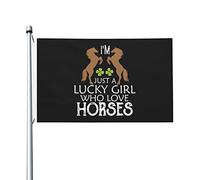 Bandiera Da Cortile I M Just A Lucky Girl Who Love Horses Bandiera Personalizzata Poliestere Bandiera Da Giardino Per Giardino, Cortile, Feste, 90X150cm