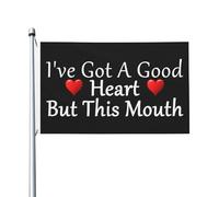 Bandiera Da Cortile I'Ve Got A Good Heart But This Mouth Bandiera Dell'Individualità Piccola Bandiera Pirati Per Giardino, La Fattoria All'Aperto, Camion, 90X150cm