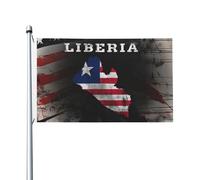 Bandiera Da Cortile Liberia Map Bandiera Da Giardino Piccola Bandiera Pirati Per Feste, Decorazione Domestica, La Fattoria All'Aperto, 90X150cm