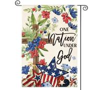 Bandiera Da Cortile Memorial Day Patriotic 4Th Of July Flowers Cross 30X45Cm Bandiera Con Occhielli Stampa Striscione Per Estiva Camera Da Letto Sport