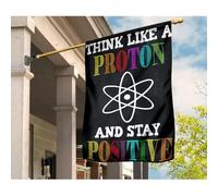 Bandiera Da Cortile Multicolore Bandiere Pirati Durevole Bandiera Da Giardino Decorazione Per Cortile Giardino Simbolo Dell'Atomo: Pensa Come Un Protone E Resta Positivo. Stampa Parole Colorate. S