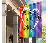 Bandiera Da Cortile Vintage Bandiera Da Giardino Deluxe Bandiere All'Aperto L'Amore Con Gli Acquerelli Vince Sempre Il Mese Dell'Orgoglio Lgbt, Decorazioni Da Giardino Per Coppie Lgbt M