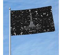 Bandiera da esterni con stampa della Torre Eiffel di Parigi notturna, 9 x 1,5 m, design audace, per parate, eventi, cortile, patio e casa