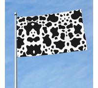 Bandiera da esterni con stampa di mucca bianca e nera, 0,9 x 1,5 m, design audace, per parate, eventi, cortile, patio e casa