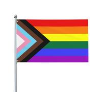 Bandiera da esterno arcobaleno per la parata del Pride, 7,6 x 12,7 cm, stampa su un solo lato, per la comunità LGBTQ+, per il progresso di gay, lesbiche, transgender e bisessuali.