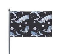 Bandiera da esterno Big Whale and Planet in poliestere con occhielli in ottone, bandiere da 3 x 5 piedi