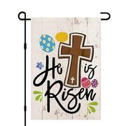 Bandiera Da Esterno He Is Risen Easter Eggs Cross 30X45Cm Bandiera All'Aperto Stagionali Stampa Banner Per Camera Da Letto Balcone Fattoria