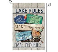 Bandiera Da Esterno Lake Rules Slogan Wood Jump Off The Dock Relax Boat Canoe 30X45Cm Bandiera Dei Pirati Moda Divertenti Bandiere Da Parete Per Casa Sport Patio