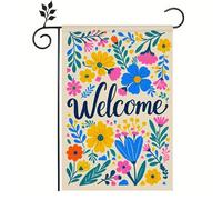 Bandiera Da Esterno Summer Flower Welcome With Colorful Flowers Backdrop 30X45Cm Bandiera Vacanza Non Sbiadisce Facilmente Resistenti Bandiere Da Giardino Per Interni Festival Dormitorio