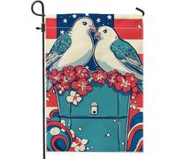 Bandiera Da Esterno Summer Patriotic Red White Blue Dove Flower 30X45Cm Bandiera All'Aperto Moda Stagionali Bandiere Da Cortile Per Spiaggia Sport Esterni