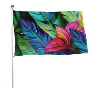 Bandiera da giardino 119,4 x 177,8 cm, bandiera da giardino colorata con foglie tropicali, bandiera grande con occhielli in ottone, resistente allo sbiadimento, bandiera esterna per la decorazione