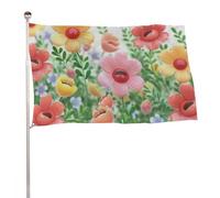 Bandiera da giardino 119,4 x 177,8 cm, bandiera da giardino per esterni, bandiera con fiori felici, bandiera grande con occhielli in ottone, resistente allo sbiadimento, bandiera per esterni per la
