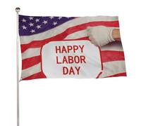 Bandiera da giardino 119,4 x 177,8 cm, bandiera da giardino per esterni, con scritta "Happy Labor Day", grande striscione con occhielli in ottone, resistente allo sbiadimento, per decorazione