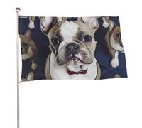 Bandiera da giardino 119,4 x 177,8 cm, bandiera da giardino per esterni, con simpatici bulldog francesi, bandiera grande con occhielli in ottone, resistente allo sbiadimento, bandiera per esterni per
