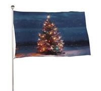 Bandiera da giardino 119,4 x 177,8 cm, per esterni, albero di Natale in inverno, bandiera grande con occhielli in ottone, resistente allo sbiadimento, bandiera esterna per la decorazione della casa
