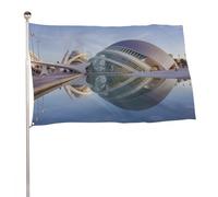 Bandiera da giardino 119,4 x 177,8 cm, per esterni, città delle arti e delle scienze, bandiera grande con occhielli in ottone resistente allo sbiadimento, bandiera esterna per la decorazione della