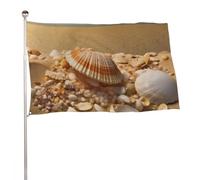 Bandiera da giardino 119,4 x 177,8 cm per esterni con conchiglie e sabbia, bandiera grande con occhielli in ottone resistente allo sbiadimento, bandiera esterna per la decorazione della casa fattoria