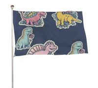 Bandiera da giardino 119,4 x 177,8 cm, per esterni, con dinosauri, bandiera grande con occhielli in ottone, resistente allo sbiadimento, bandiera esterna per la decorazione della casa, fattoria