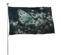 Bandiera da giardino 119,4 x 177,8 cm per esterni, farfalla su piccolo fiore, bandiera grande con occhielli in ottone resistente allo sbiadimento, bandiera esterna per la decorazione della casa