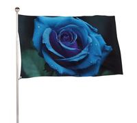 Bandiera da giardino 119,4 x 177,8 cm per esterni, romantica bandiera blu con rose blu, grande striscione con occhielli in ottone, resistente allo sbiadimento, bandiera esterna per la decorazione