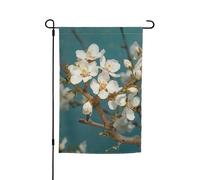 Bandiera da giardino 12x18 pollici, bandiera verticale bifacciale con fiori di mandorlo, piccole bandiere da giardino per esterni, fiori da prato, bandiera stagionale per cortile, bandiera per casa e