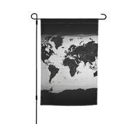 Bandiera da giardino 12x18 pollici, bandiera verticale bifacciale con mappa del mondo in bianco e nero, per esterni, stagionale