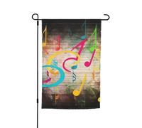 Bandiera da giardino 12x18 pollici, bandiera verticale bifacciale con nota musicale colorata, per esterni, stagionale