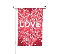 Bandiera da giardino 12x18 pollici con tante piccole forme di cuore, bandiere verticali bifacciali per esterni, bandiera stagionale