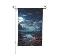 Bandiera da giardino 12x18 pollici Luna nel cielo notturno Verticale Doppia Faccia Piccole bandiere da giardino per cortile esterno Prato Fiori Bandiera stagionale per cortile Festa Bandiera della cas