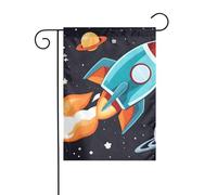 Bandiera da giardino 12x18 pollici - Qualità premium, elegante e durevole per tutte le stagioni, stampe con razzi, astronavi e clipart.