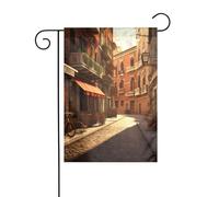 Bandiera da giardino 12x18 pollici - Qualità premium, elegante e resistente per tutte le stagioni - Stampe di vecchie strade italiane